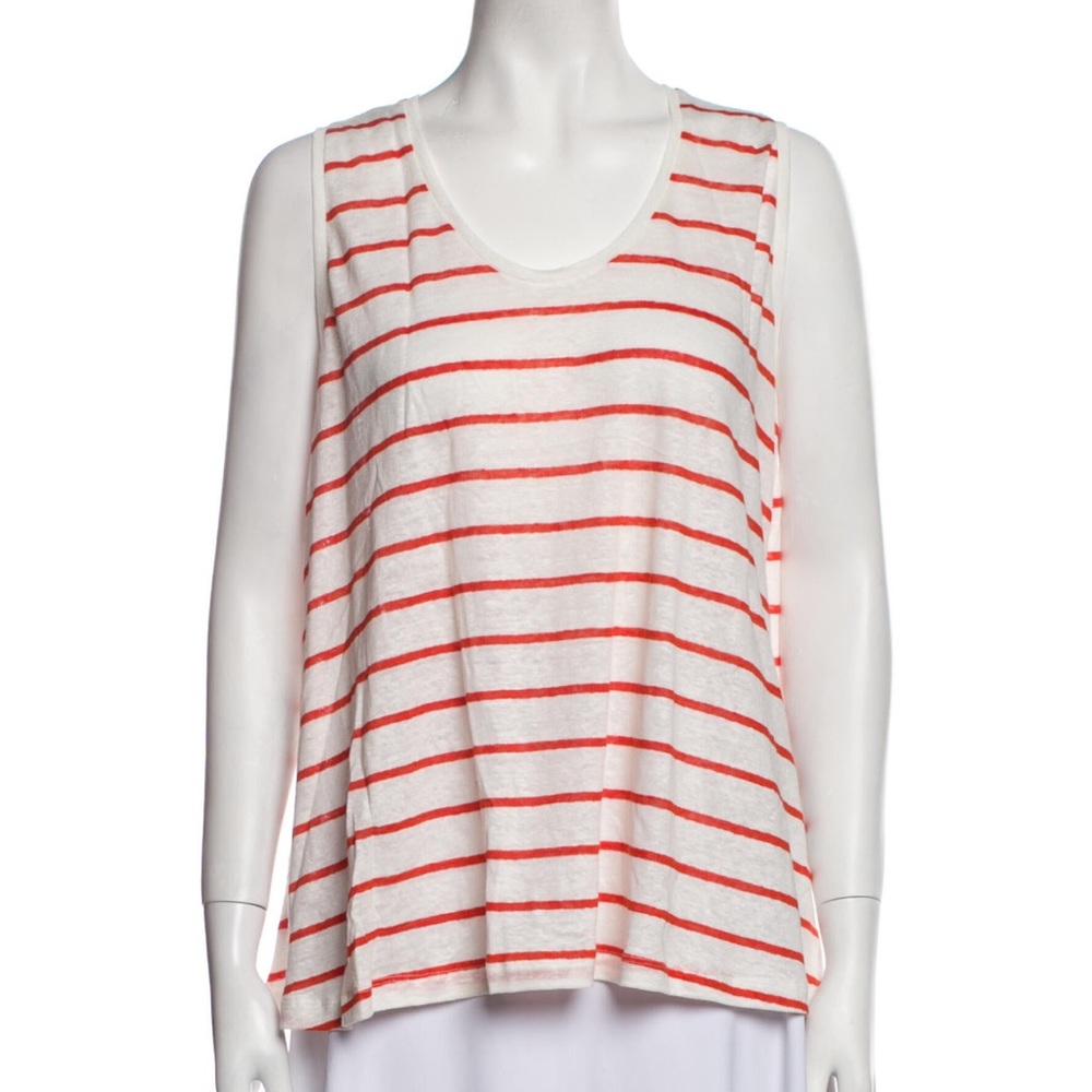 CLOSED $220 Red & White Striped Linen Top - Size L